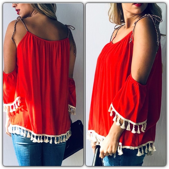 Red Tasseled Top - Picture 2 of 2